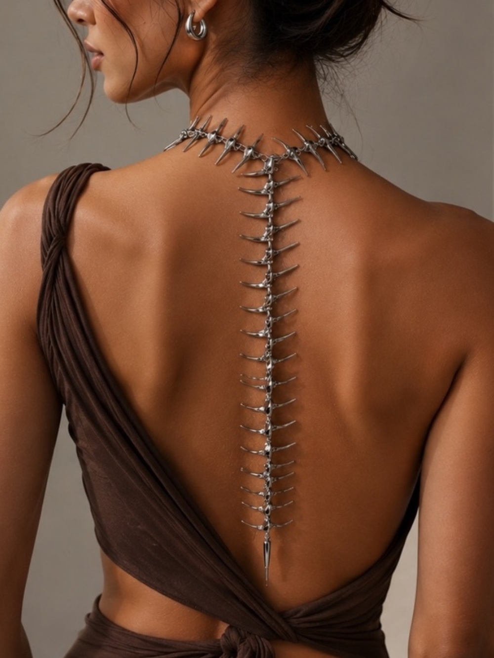 Silver Spine-Back Statement Necklace